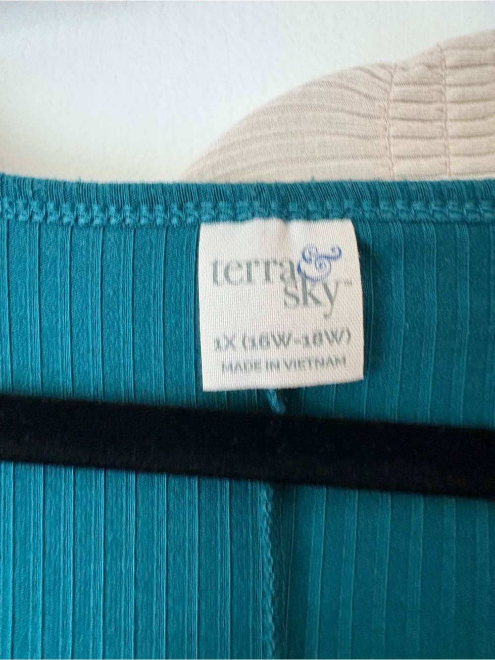 Plus size Terra & Sky Teal Ribbed V-Neck Short Sleeve Tops - Picture 3 of 12